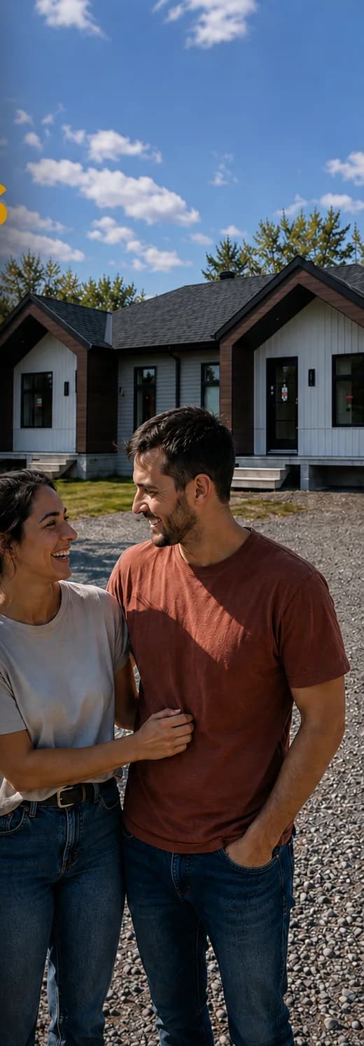Couple devant leur nouvelle maison