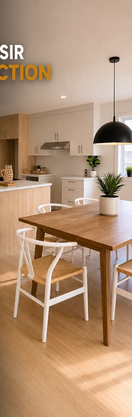 Cuisine et salle à manger d'une maison neuve Belleau