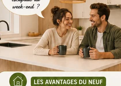 Couple heureux dans une cuisine neuve